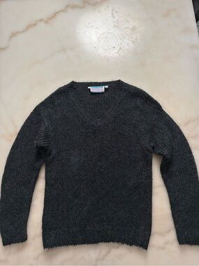 Vintage 80s Santa Cruz Fuzzy Pullover Knit Sweater Dark Grey Size M